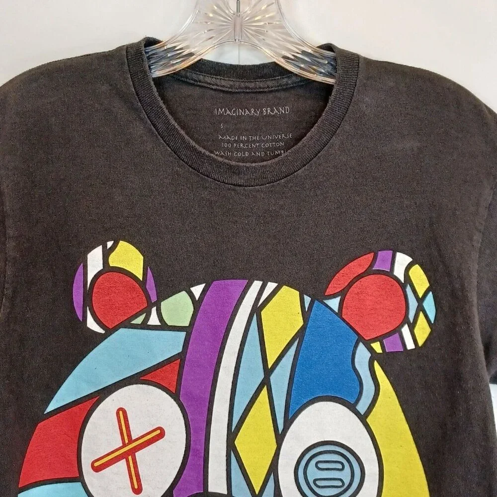Imaginary Men's Shirt Black Graphic Sz S Teddy Bear Graffiti Color Streetwear - Picture 6 of 10